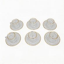 Gold Rim Crystal Tea Glass & Saucer Set - 12-Piece Luxury Arabic & Turkish Tea Serving Set