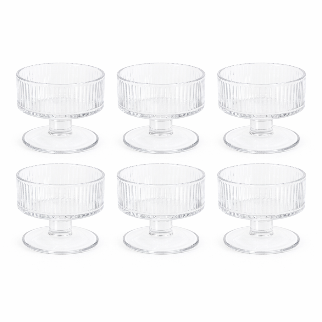 6-Piece Ribbed Glass Dessert Cup Set