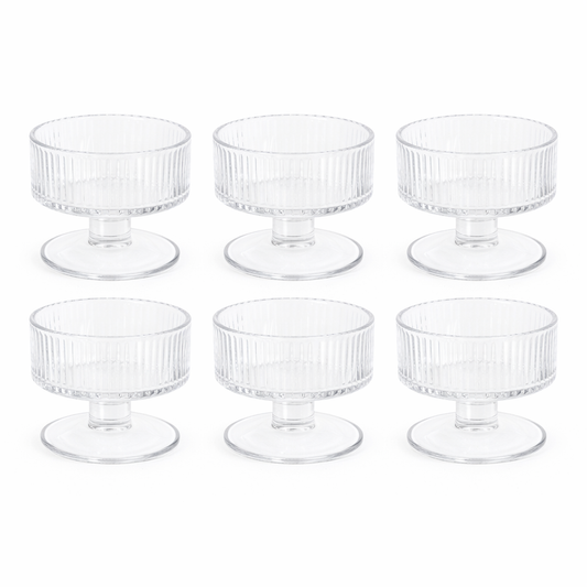 6-Piece Ribbed Glass Dessert Cup Set