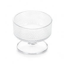 6-Piece Textured Glass Dessert Cup Set, Clear Pedestal Bowls, 3.5 Inch