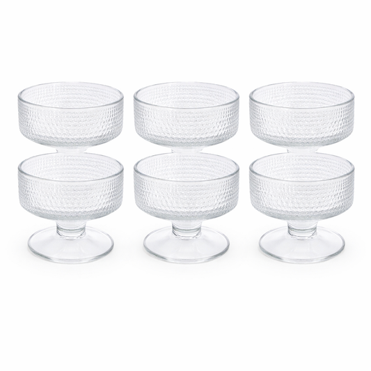 6-Piece Textured Glass Dessert Cup Set