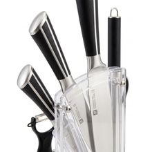 Premium Kitchen Knife Set with Acrylic Rotating Stand - Stainless Steel Knives, Scissors & Peeler (Complete Cutlery Set)