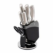 Premium Stainless Steel Knife Set with Black Block & Kitchen Scissors - Modern Non-Slip Handles