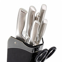 Premium Stainless Steel Knife Set with Black Block & Kitchen Scissors - Modern Non-Slip Handles