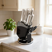 Premium Stainless Steel Knife Set with Black Block & Kitchen Scissors - Modern Non-Slip Handles