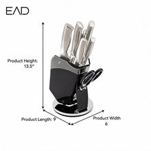 Premium Stainless Steel Knife Set with Black Block & Kitchen Scissors - Modern Non-Slip Handles