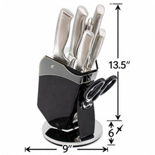 Premium Stainless Steel Knife Set with Black Block & Kitchen Scissors - Modern Non-Slip Handles