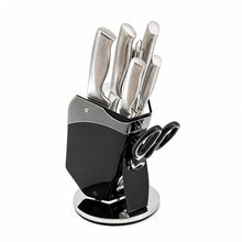 Premium Stainless Steel Knife Set with Black Block & Kitchen Scissors - Modern Non-Slip Handles