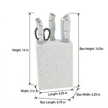 White Granite-Style Stainless Steel Knife Set with Speckled Block & Ergonomic Handles