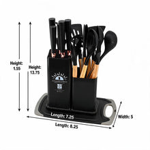 Multi-Function Silicone Kitchen Utensil & Knife Storage Set with Cutting Board - Black