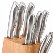 Stainless Steel Knife Block Set with Wooden Stand  - 8 Piece