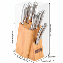 Stainless Steel Knife Block Set with Wooden Stand  - 8 Piece