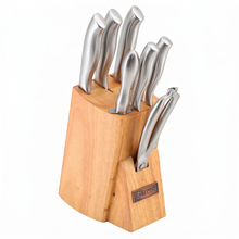 Stainless Steel Knife Block Set with Wooden Stand  - 8 Piece