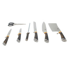 Luxury Black & Gold Marble Knife Block Set with Stainless Steel Knives