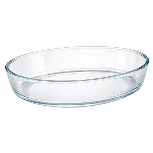 Clear Glass Oval Baking Dish - 3L Large Casserole & Serving Dish, 13.75 Inch
