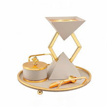 Modern Beige Geometric Mabkhara Bakhoor Incense Burner Set with Gold Tray