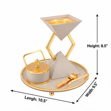 Modern Beige Geometric Mabkhara Bakhoor Incense Burner Set with Gold Tray