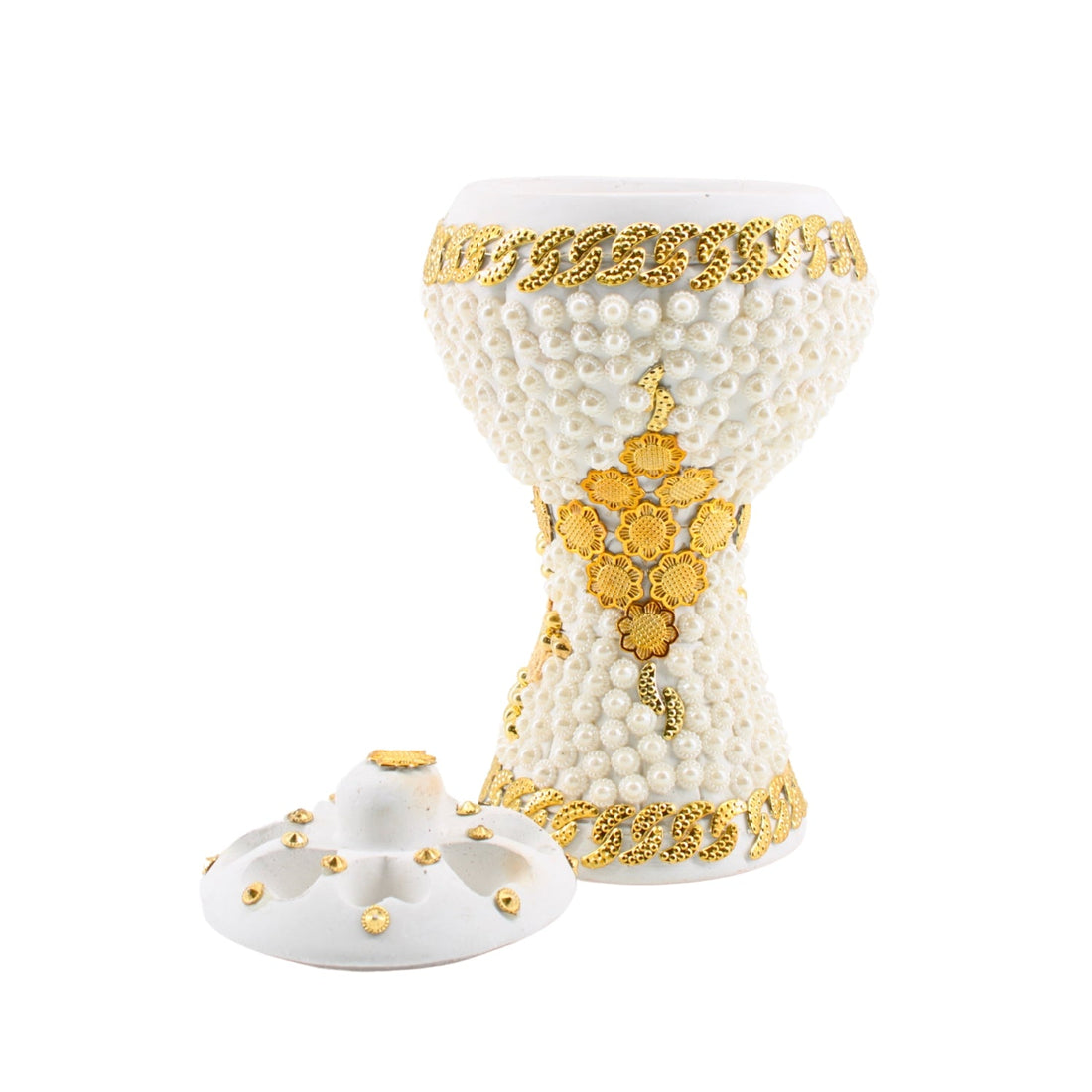 XLarge White-Gold Traditional Clay Incense Burner | www.eladhamdist.com