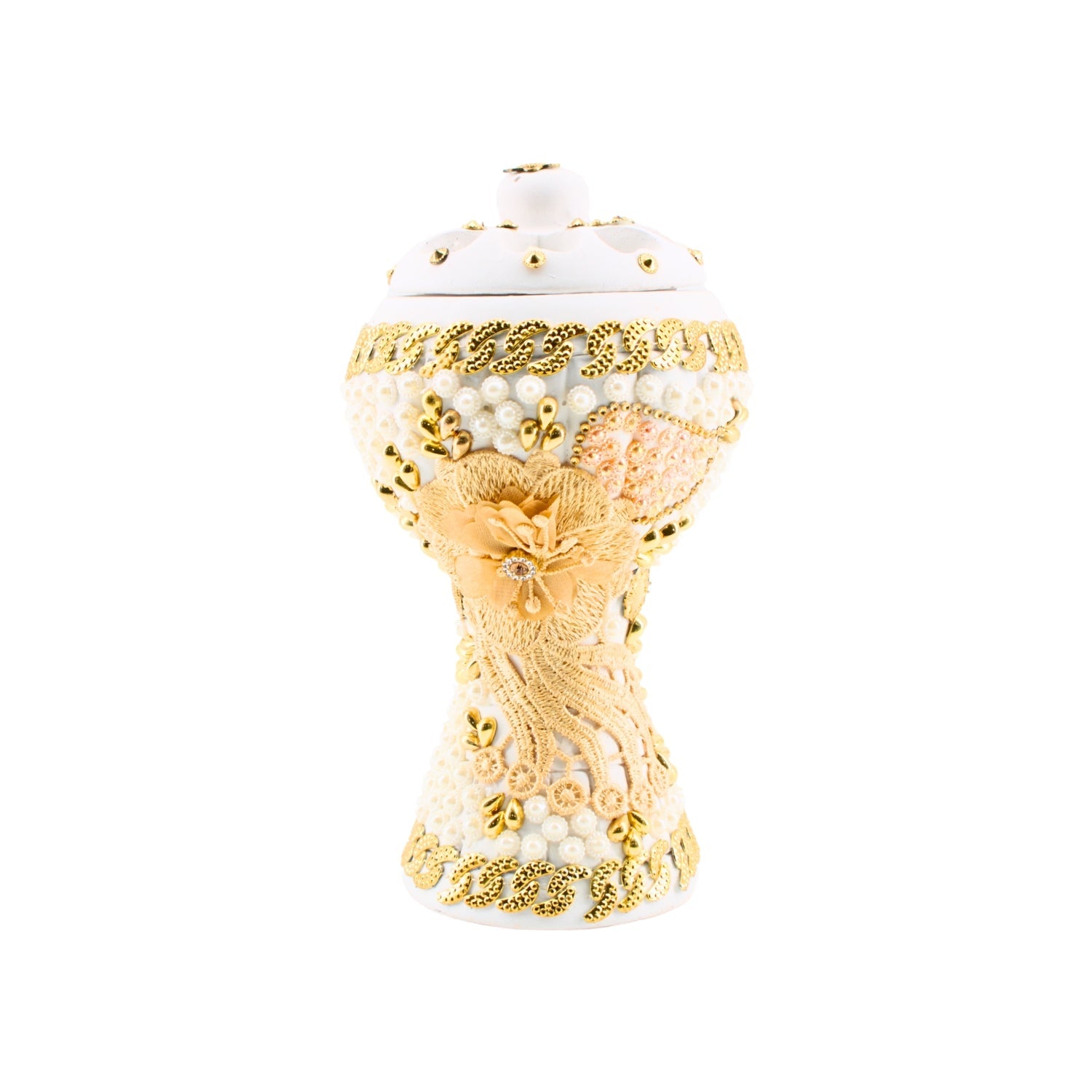 XLarge White-Gold Traditional Clay Incense Burner | www.eladhamdist.com