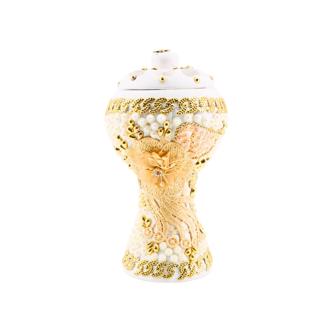 XLarge White-Gold Traditional Clay Incense Burner | www.eladhamdist.com