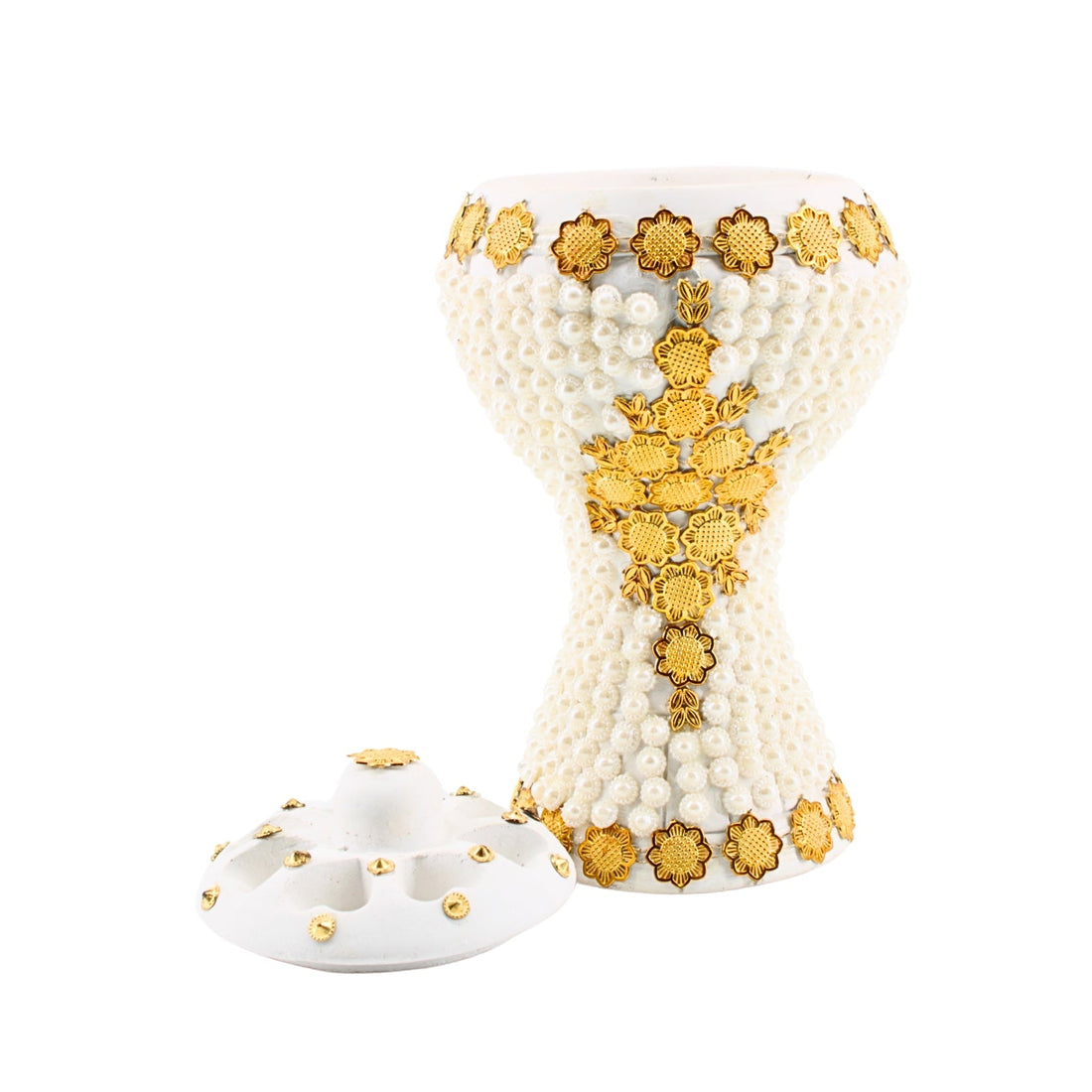 XLarge White-Gold Traditional Clay Incense Burner | www.eladhamdist.com