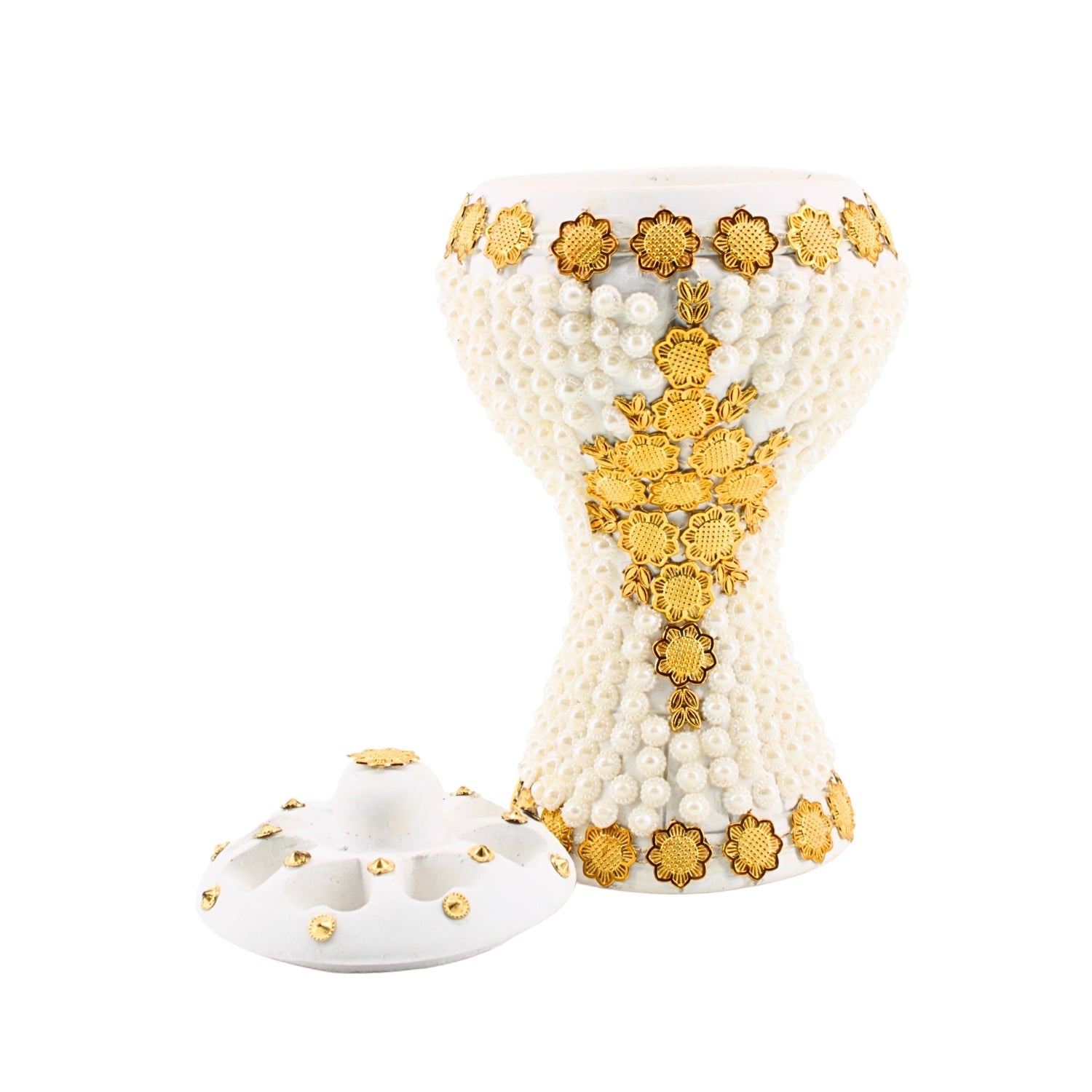 XLarge White-Gold Traditional Clay Incense Burner | www.eladhamdist.com