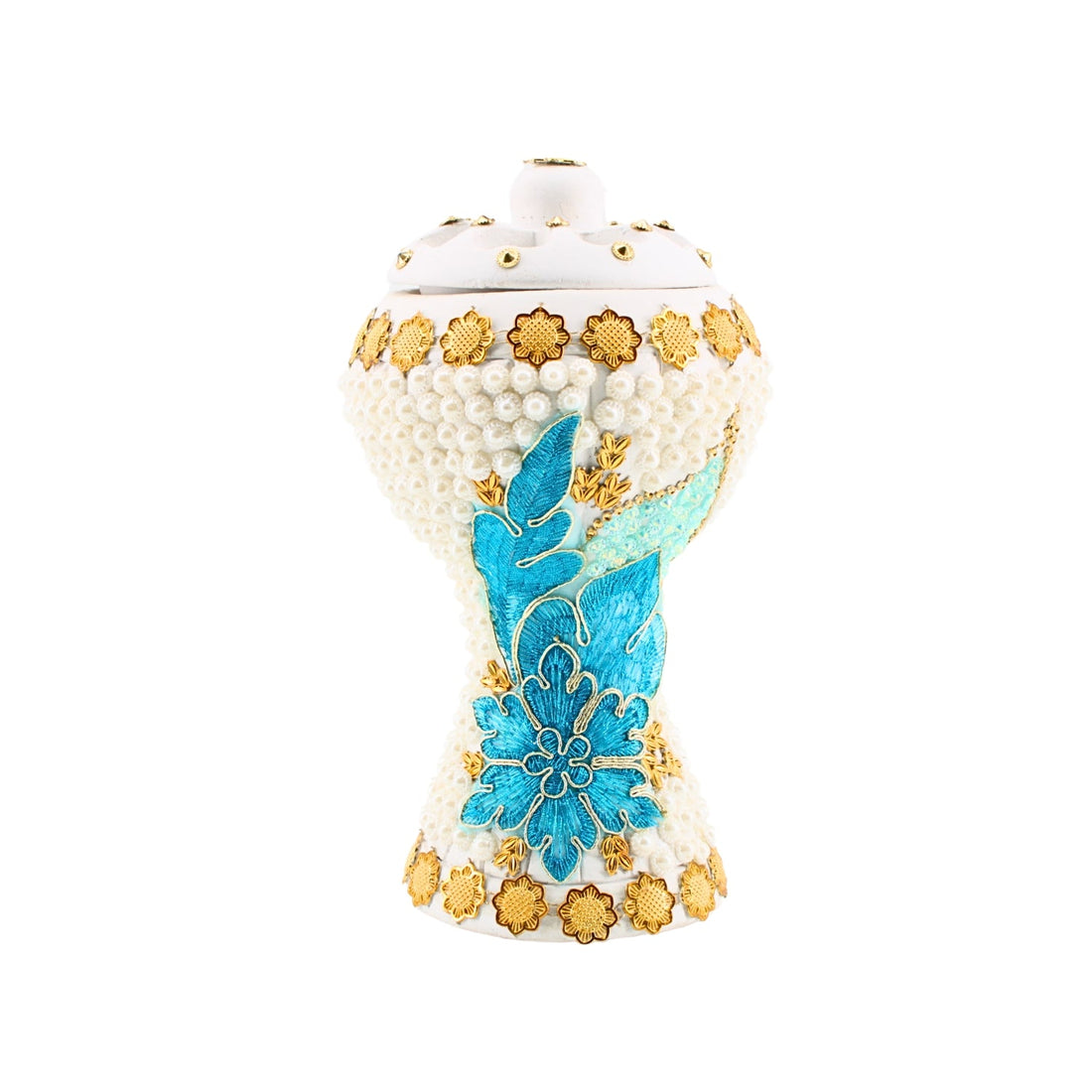 XLarge White-Gold Traditional Clay Incense Burner | www.eladhamdist.com