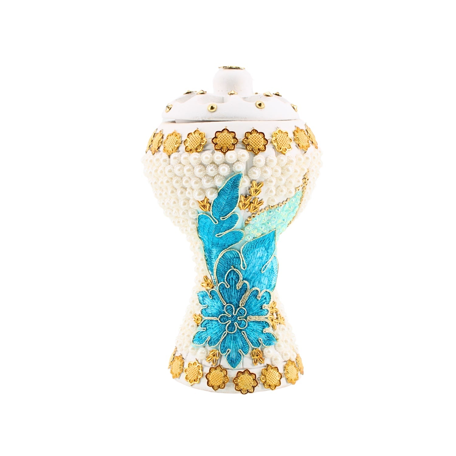 XLarge White-Gold Traditional Clay Incense Burner | www.eladhamdist.com