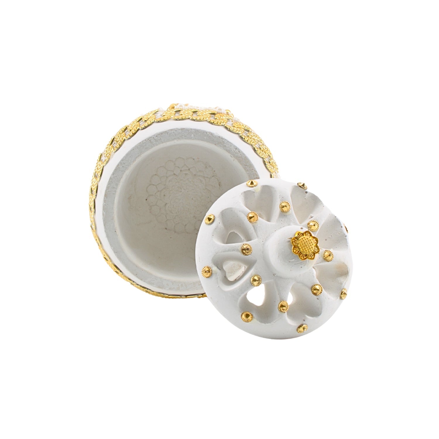 XLarge White-Gold Traditional Clay Incense Burner | www.eladhamdist.com