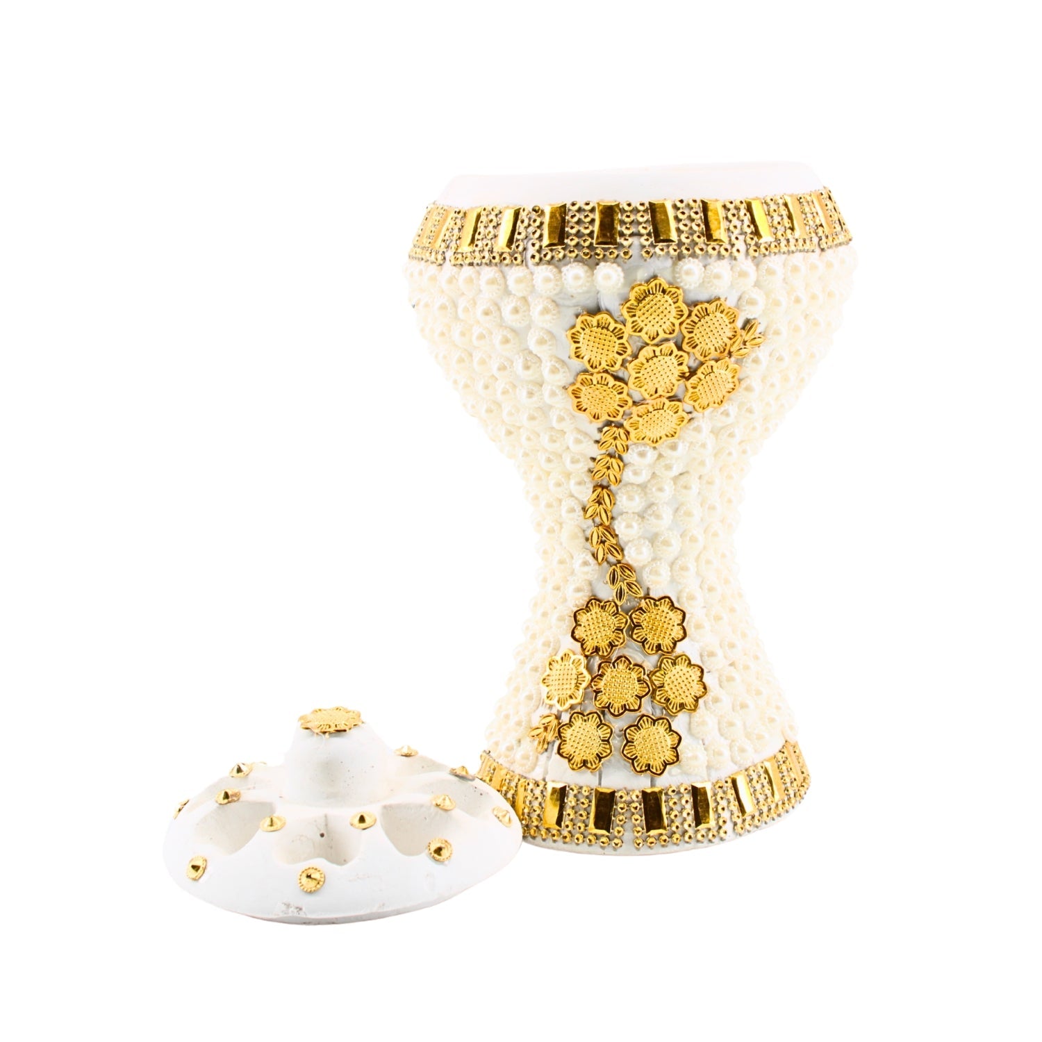 XLarge White-Gold Traditional Clay Incense Burner | www.eladhamdist.com