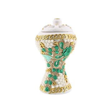 XLarge White-Gold Traditional Clay Incense Burner | www.eladhamdist.com