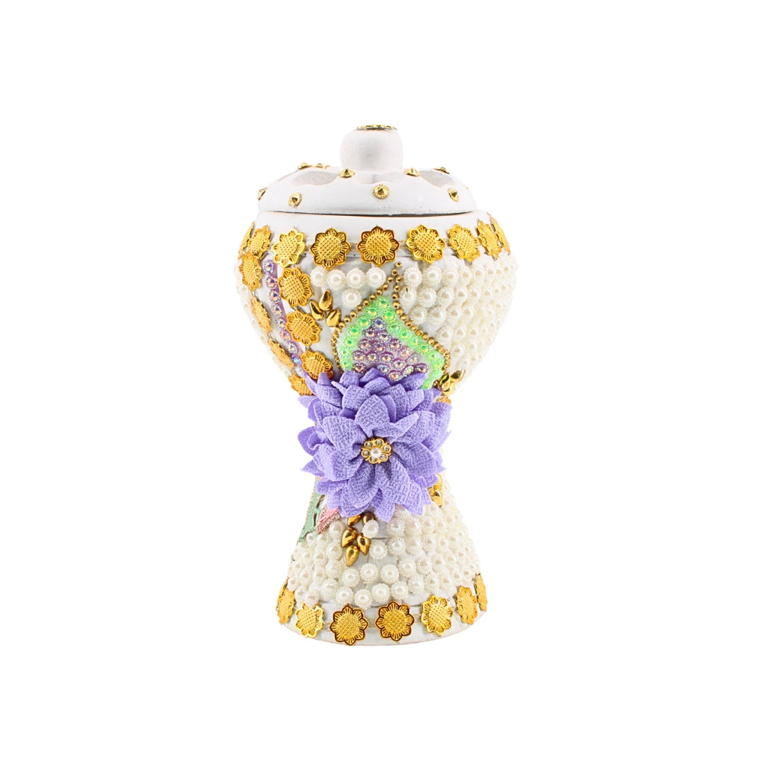 XLarge White-Gold Traditional Clay Incense Burner | www.eladhamdist.com