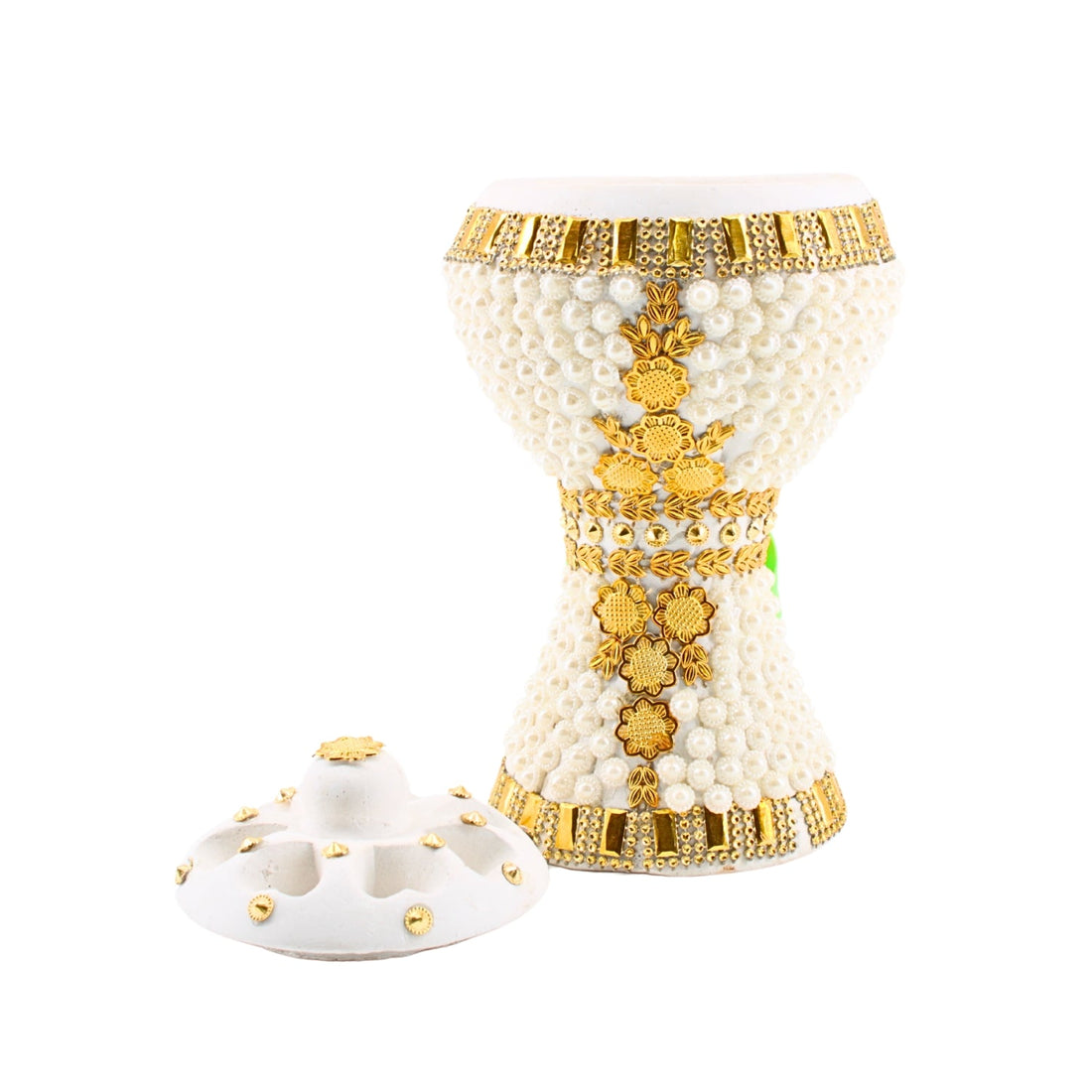 XLarge White-Gold Traditional Clay Incense Burner | www.eladhamdist.com