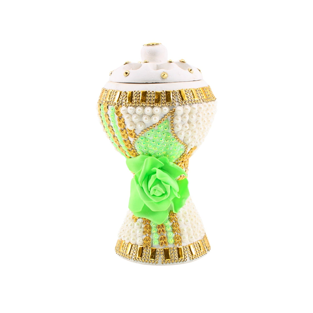XLarge White-Gold Traditional Clay Incense Burner | www.eladhamdist.com