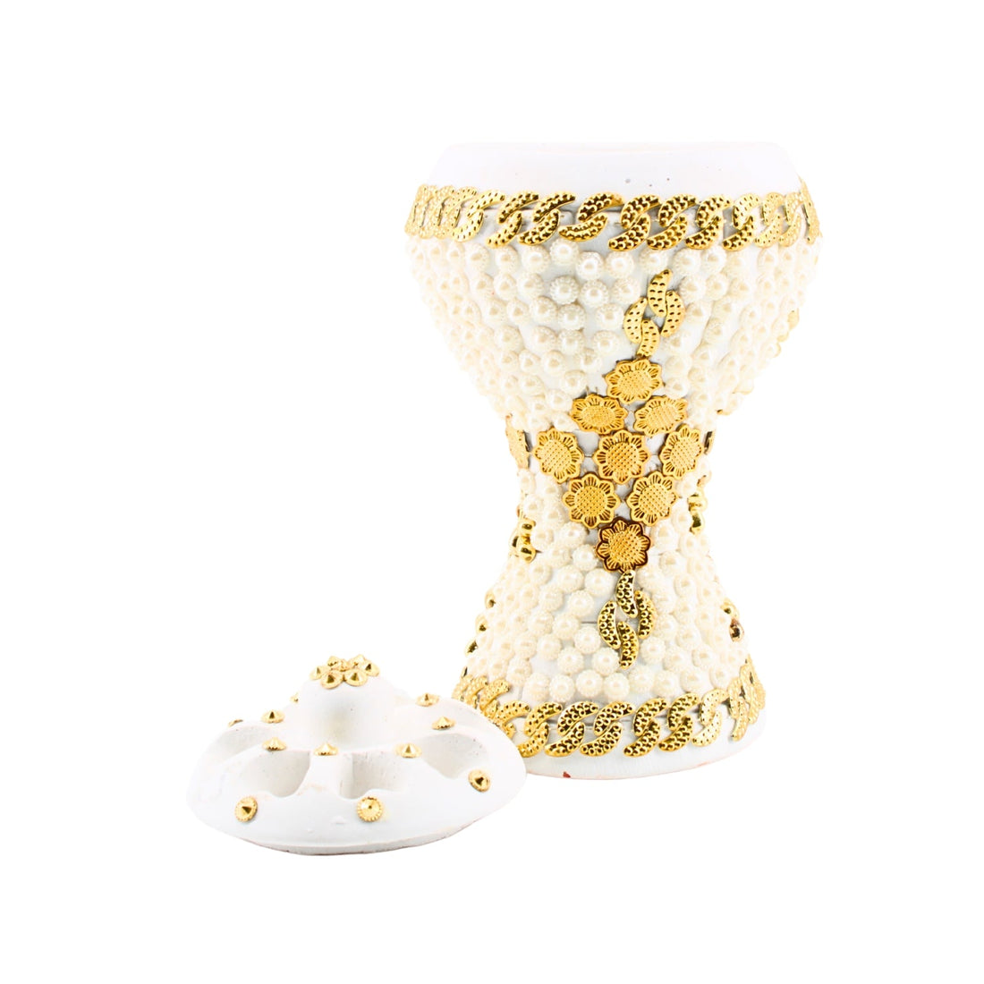 XLarge White-Gold Traditional Clay Incense Burner | www.eladhamdist.com