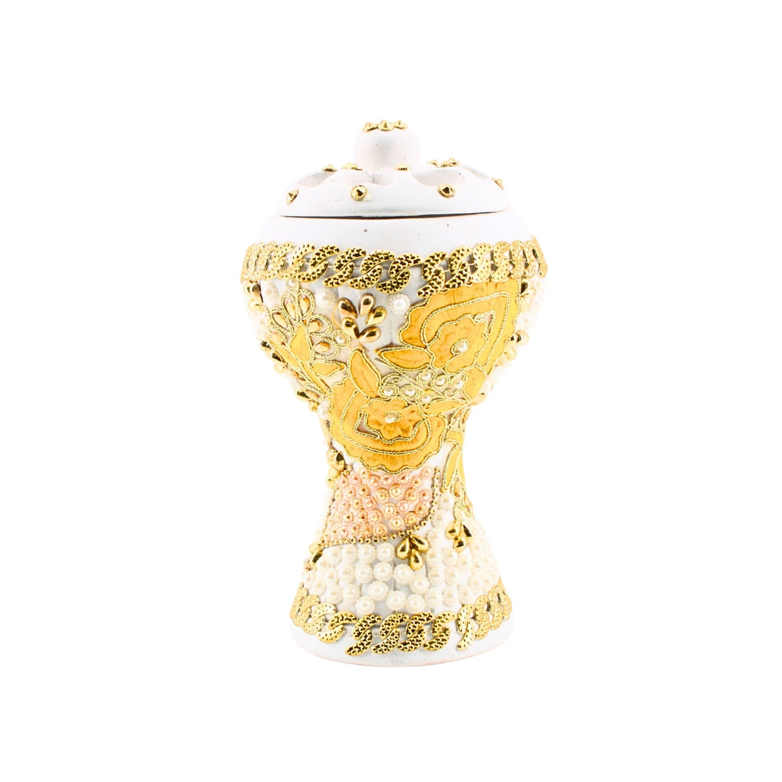 XLarge White-Gold Traditional Clay Incense Burner | www.eladhamdist.com