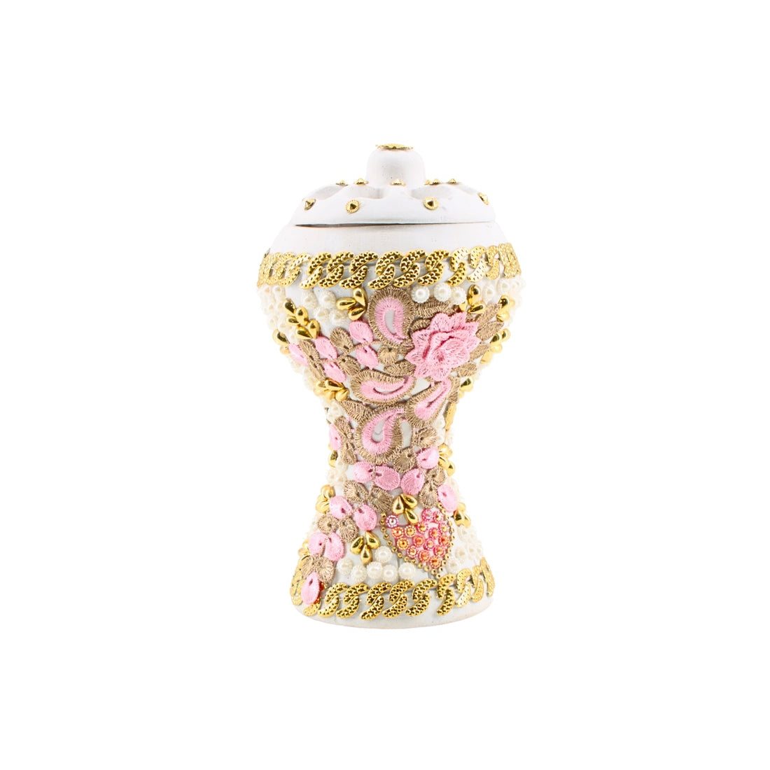 XLarge White-Gold Traditional Clay Incense Burner | www.eladhamdist.com