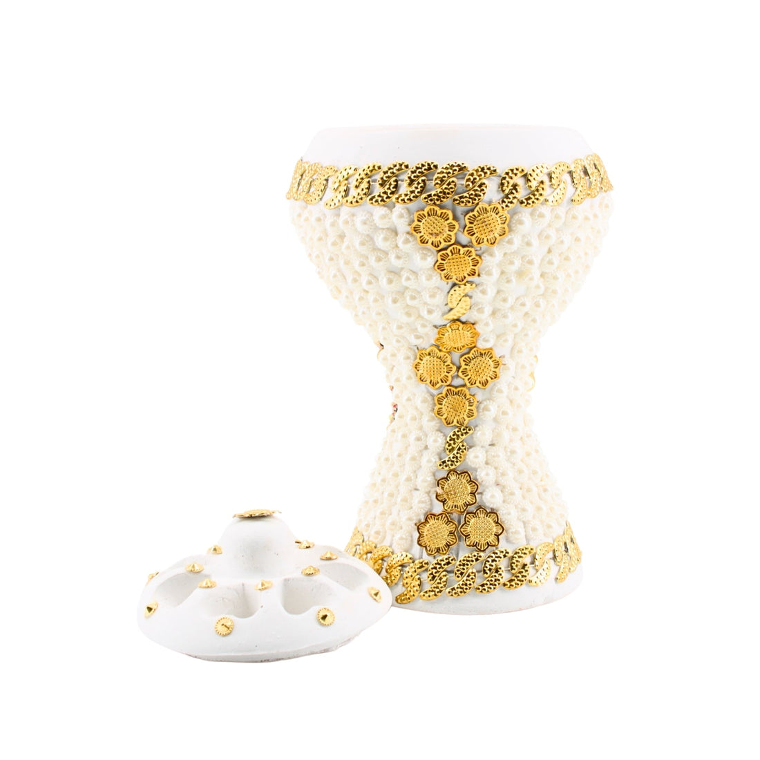 XLarge White-Gold Traditional Clay Incense Burner | www.eladhamdist.com