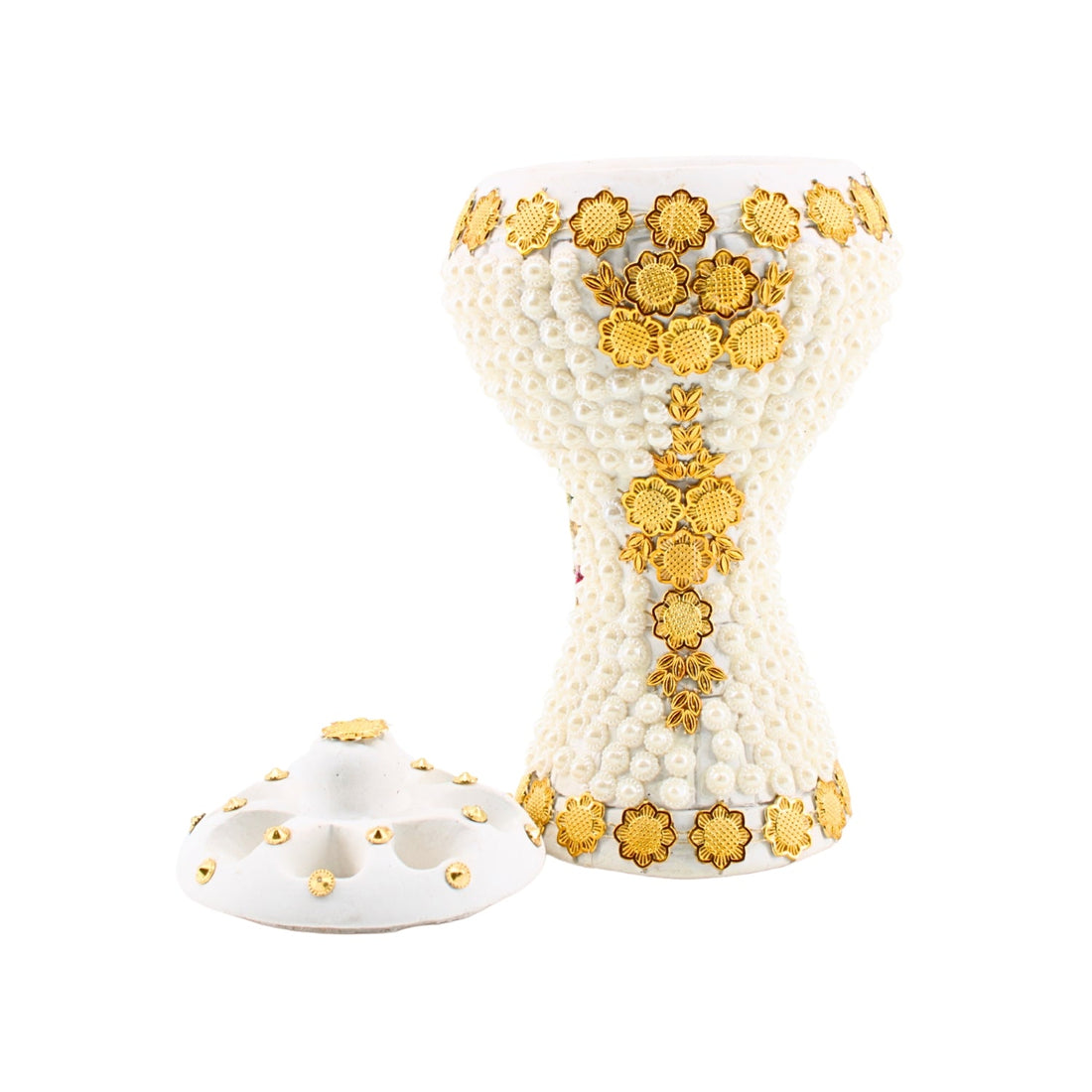 XLarge White-Gold Traditional Clay Incense Burner | www.eladhamdist.com