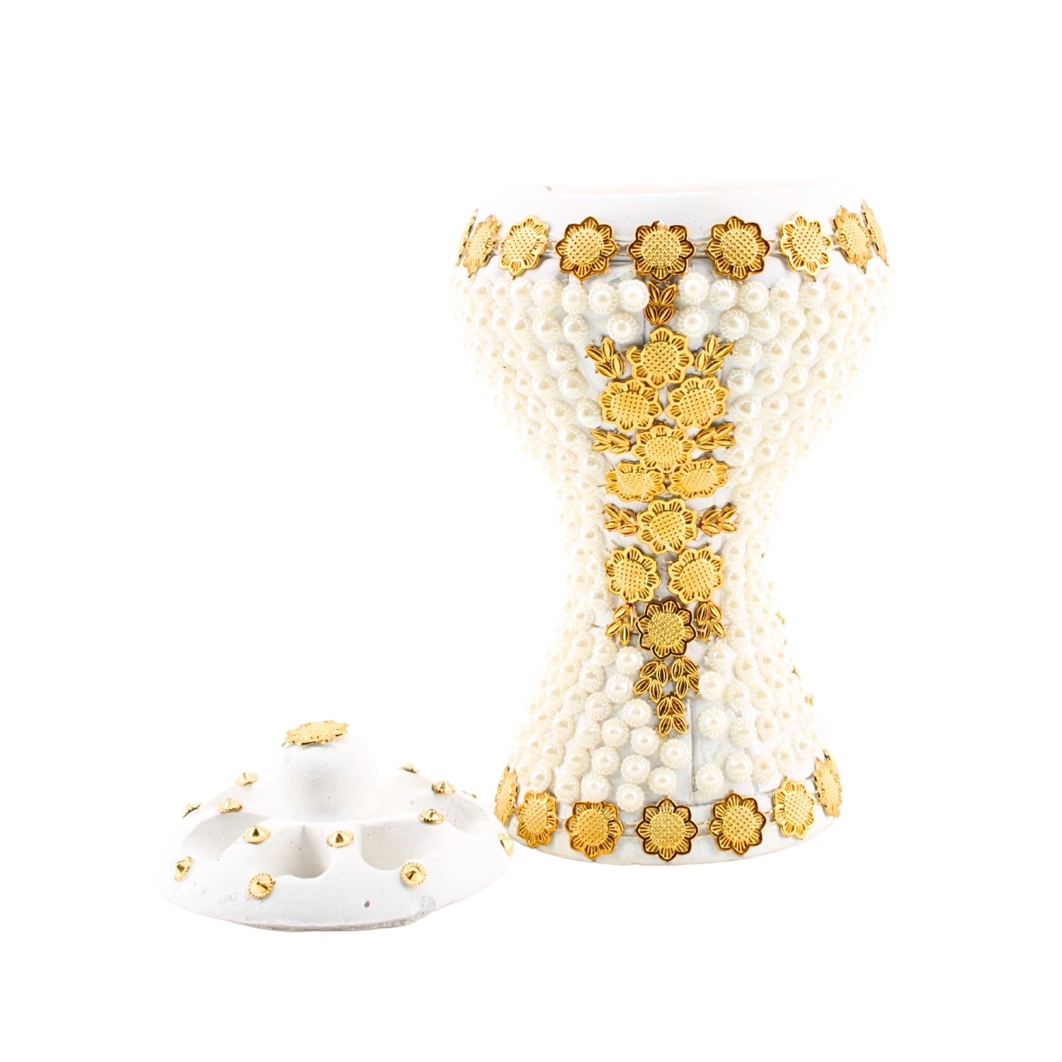 XLarge White-Gold Traditional Clay Incense Burner | www.eladhamdist.com