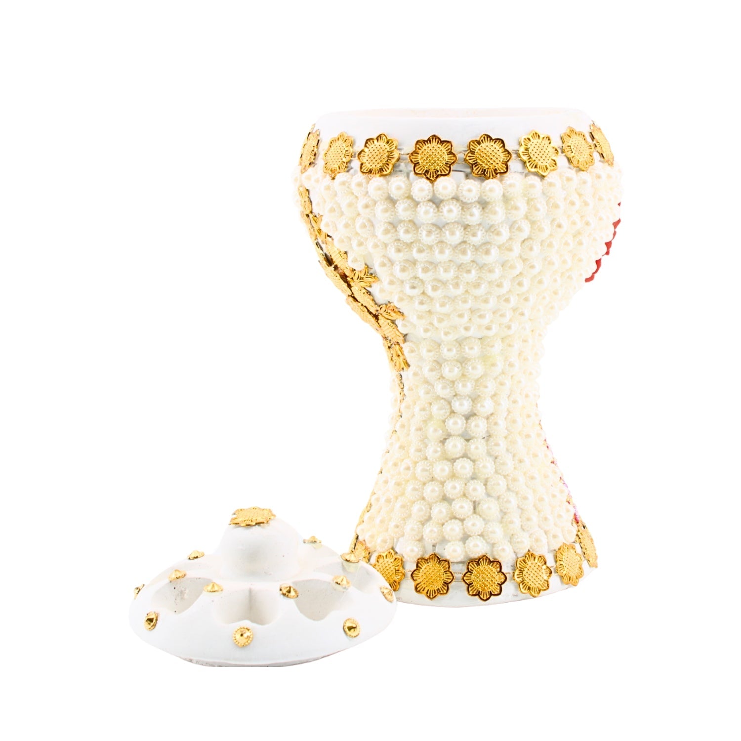 XLarge White-Gold Traditional Clay Incense Burner | www.eladhamdist.com