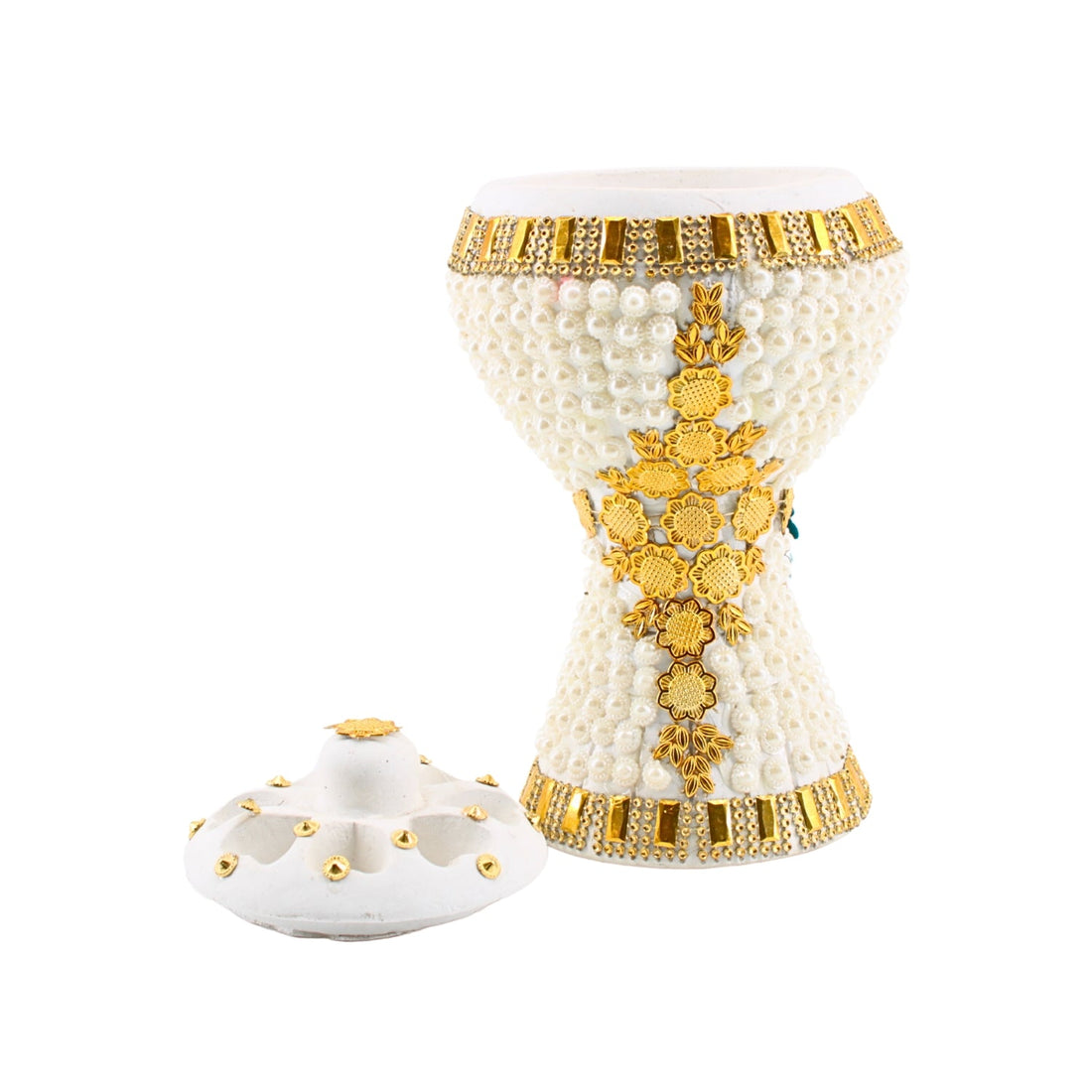 XLarge White-Gold Traditional Clay Incense Burner | www.eladhamdist.com