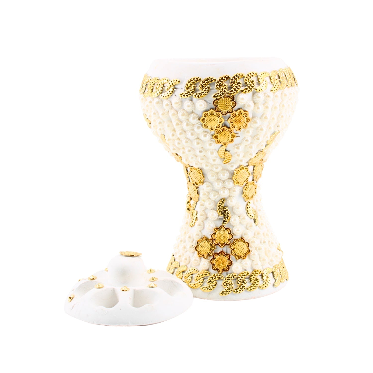 XLarge White-Gold Traditional Clay Incense Burner | www.eladhamdist.com