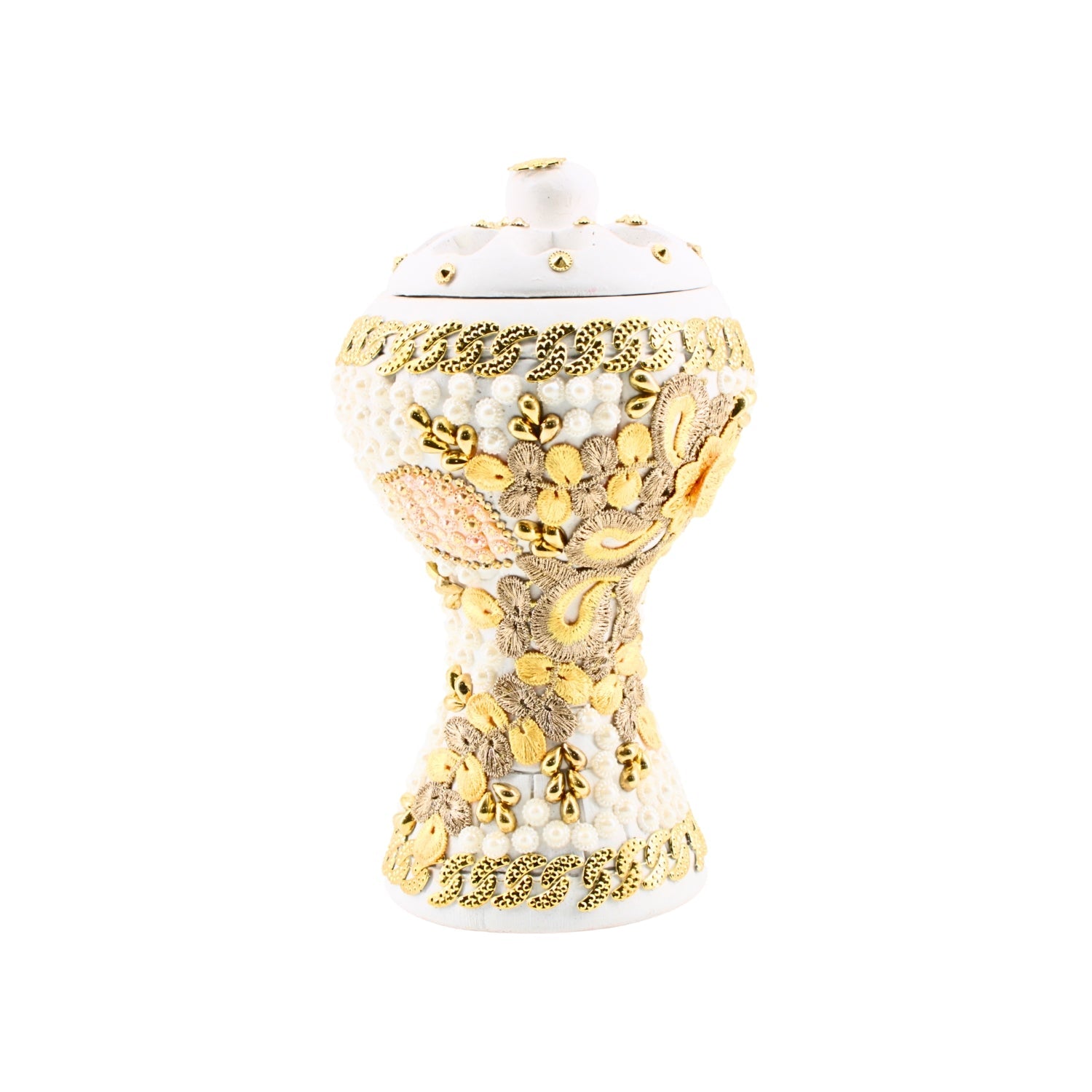 XLarge White-Gold Traditional Clay Incense Burner | www.eladhamdist.com