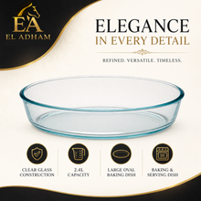 Clear Glass Oval Baking Dish – 2.4L Large Glass Casserole & Serving Dish, 12 Inch