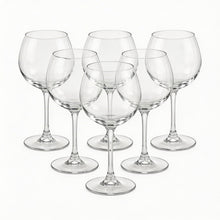 Clear Stemmed Wine Glass Set - Classic Round Bowl Drinking Glasses (Set of 6)