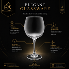 Clear Stemmed Wine Glass Set - Classic Round Bowl Drinking Glasses (Set of 6)