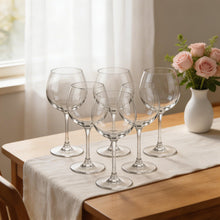 Clear Stemmed Wine Glass Set - Classic Round Bowl Drinking Glasses (Set of 6)