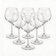 Clear Stemmed Wine Glass Set - Classic Round Bowl Drinking Glasses (Set of 6)
