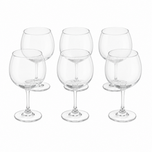Clear Stemmed Wine Glass Set - Classic Round Bowl Drinking Glasses (Set of 6)